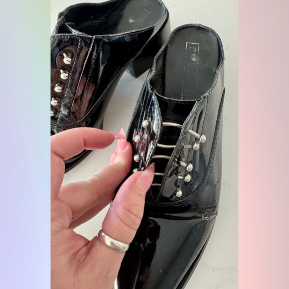 Sol Sana Black Pierced Patent Booties - Sz 38 - Picture 2 of 6
